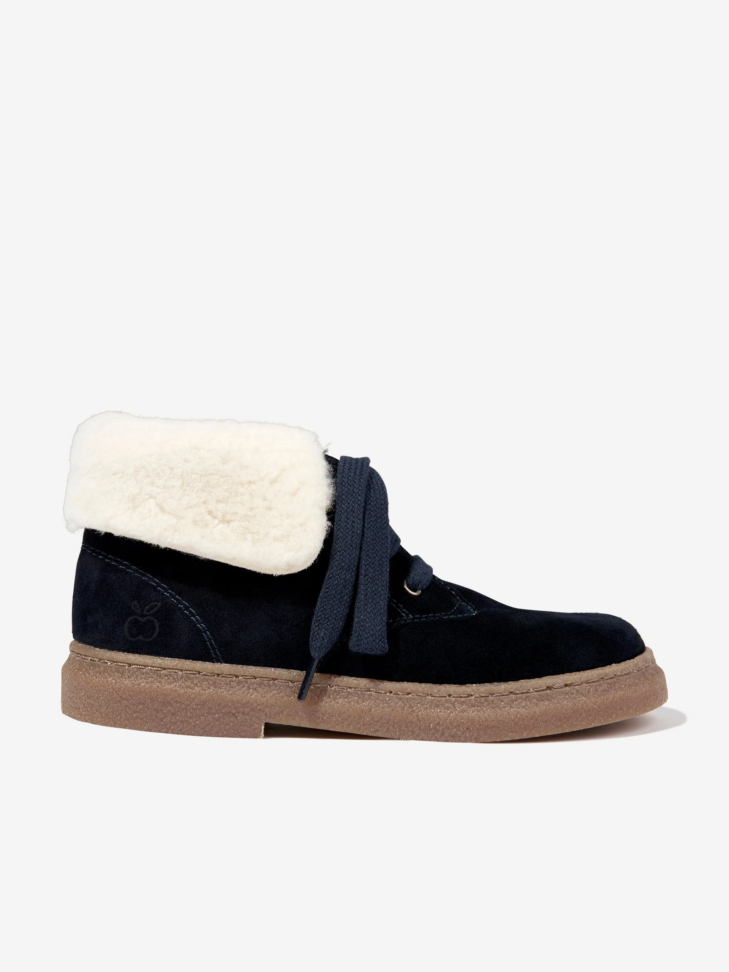 Bottes en fourrure Trix en peau de mouton Pom D'Api Kids en marine