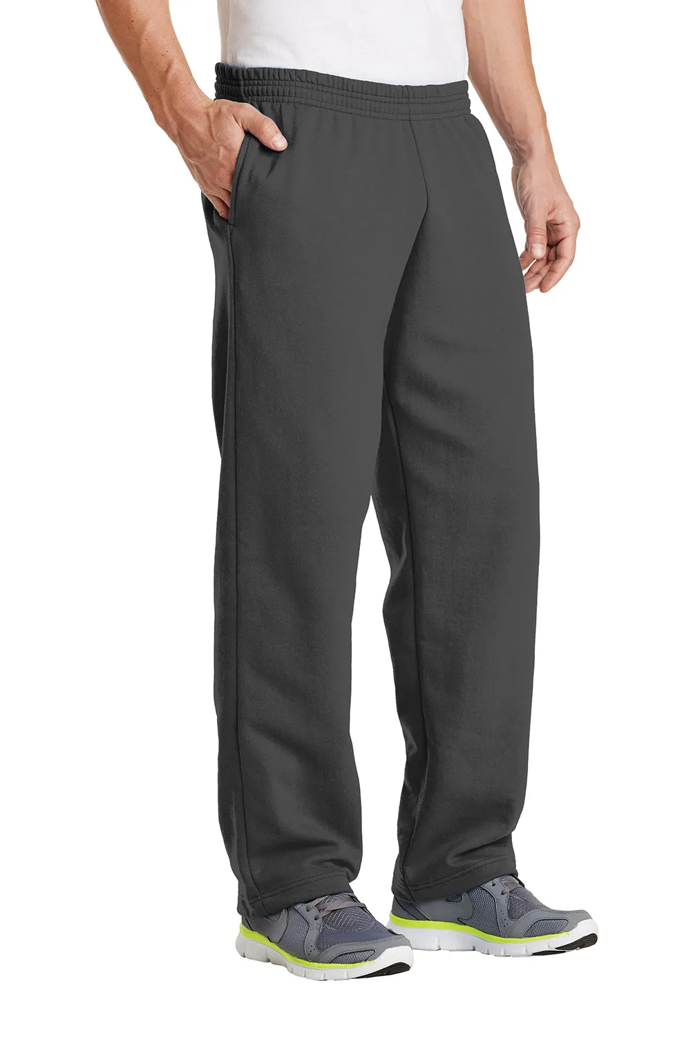 Port & Company Pantalon de survêtement pour homme en polaire résistante aux pilules avec poches et bas ouvert - Gris anthracite