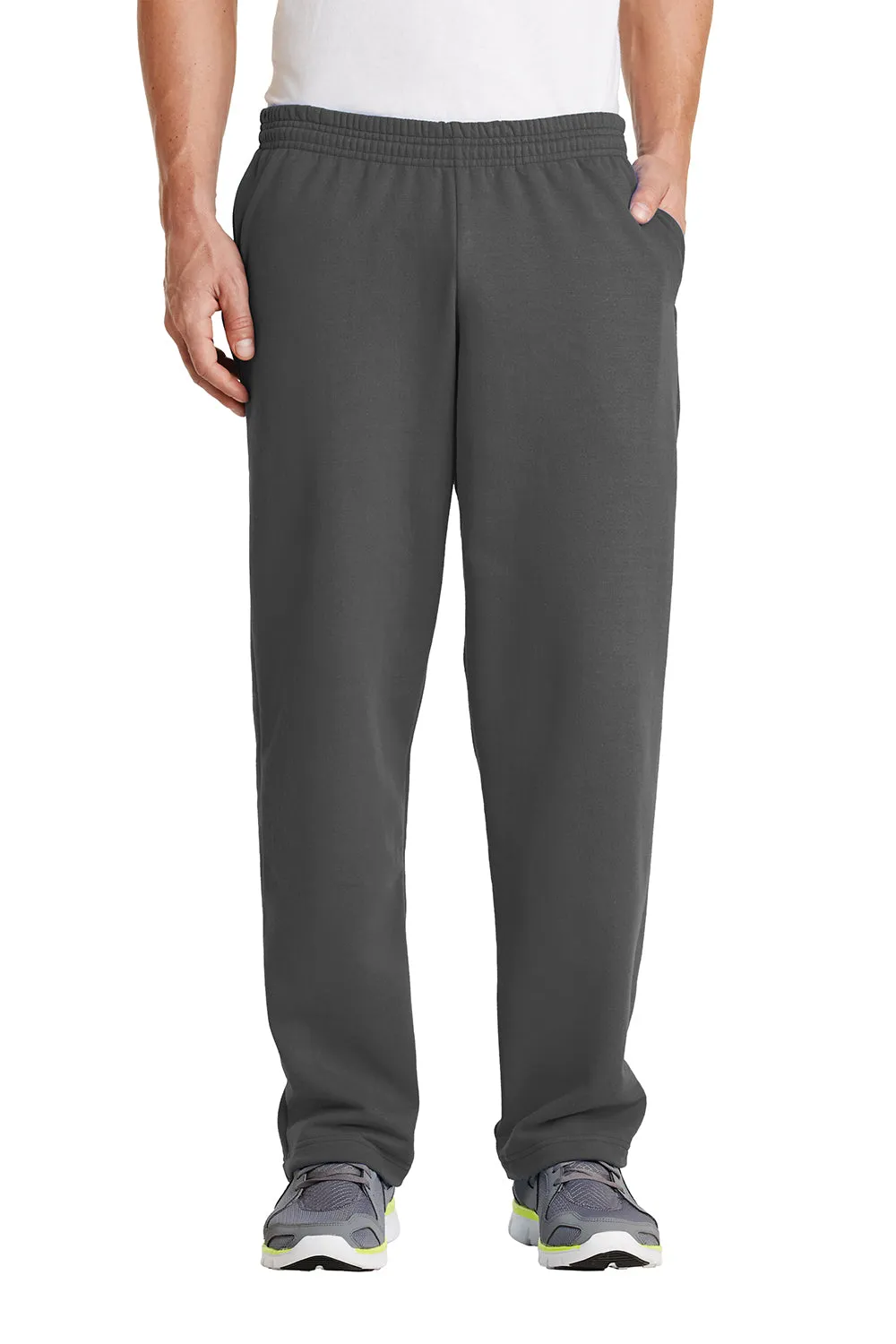 Port & Company Pantalon de survêtement pour homme en polaire résistante aux pilules avec poches et bas ouvert - Gris anthracite