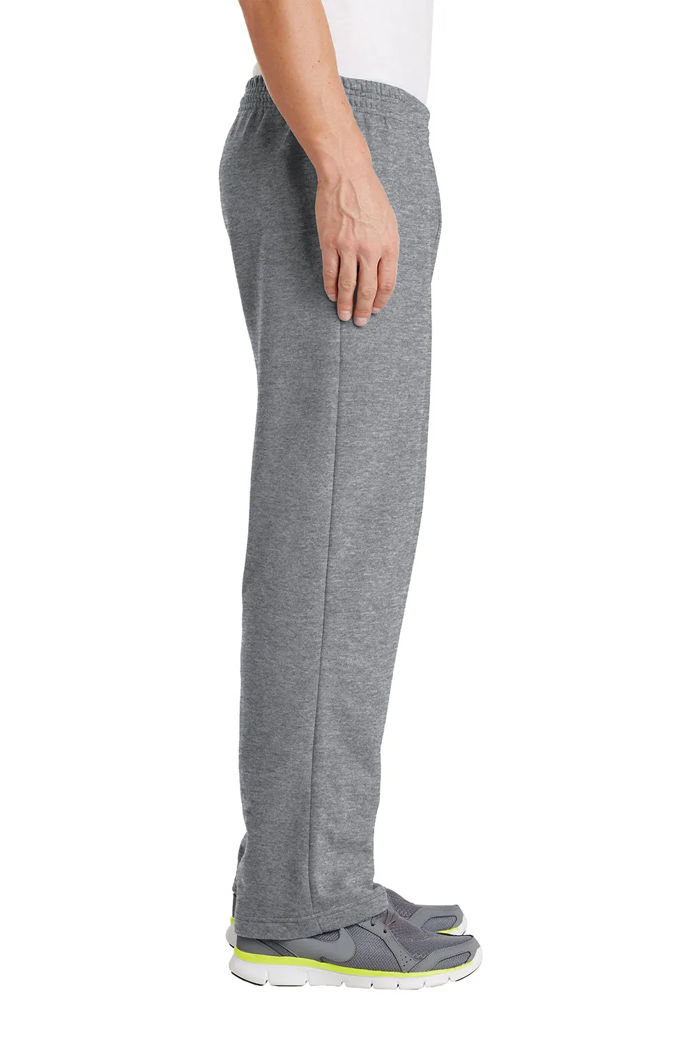 Port & Company Pantalon de survêtement pour homme en polaire résistante aux pilules avec poches et bas ouvert - Gris chiné