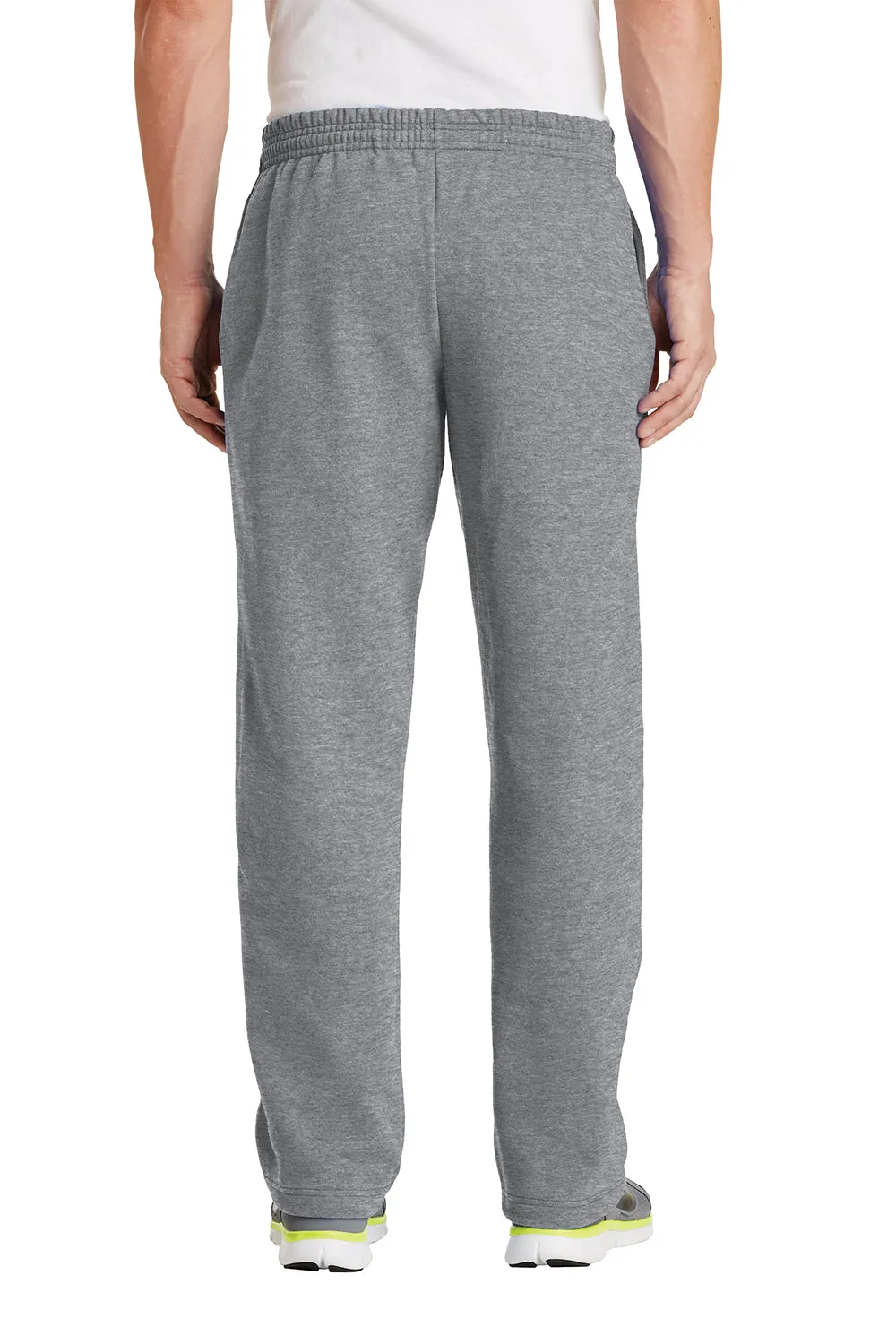 Port & Company Pantalon de survêtement pour homme en polaire résistante aux pilules avec poches et bas ouvert - Gris chiné