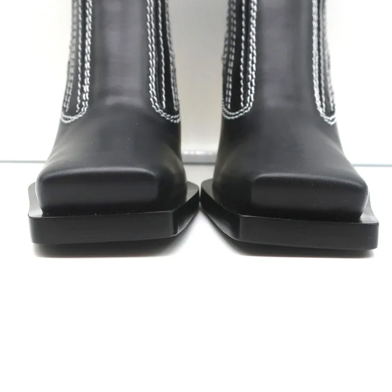 Bottes Chelsea à talon doré Proenza Schouler en cuir noir Taille 36.5 NEUVE