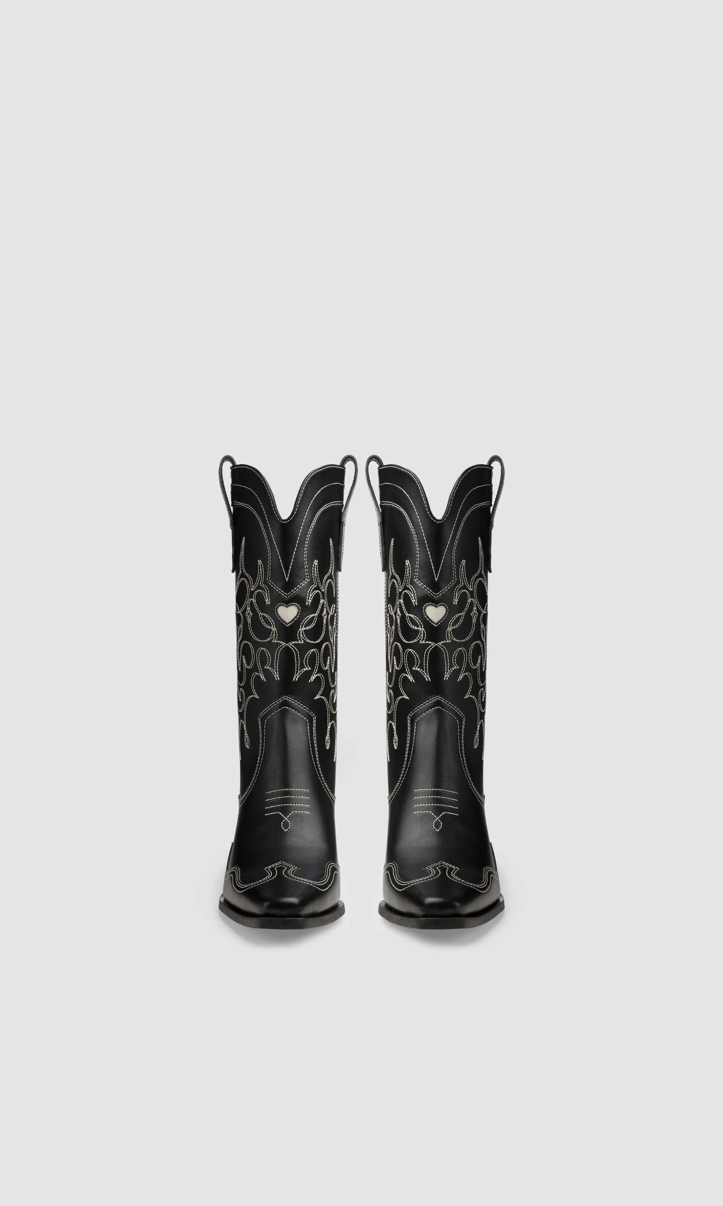 Bottes cowboy en cuir végan Regan II à motif pomme | Noir