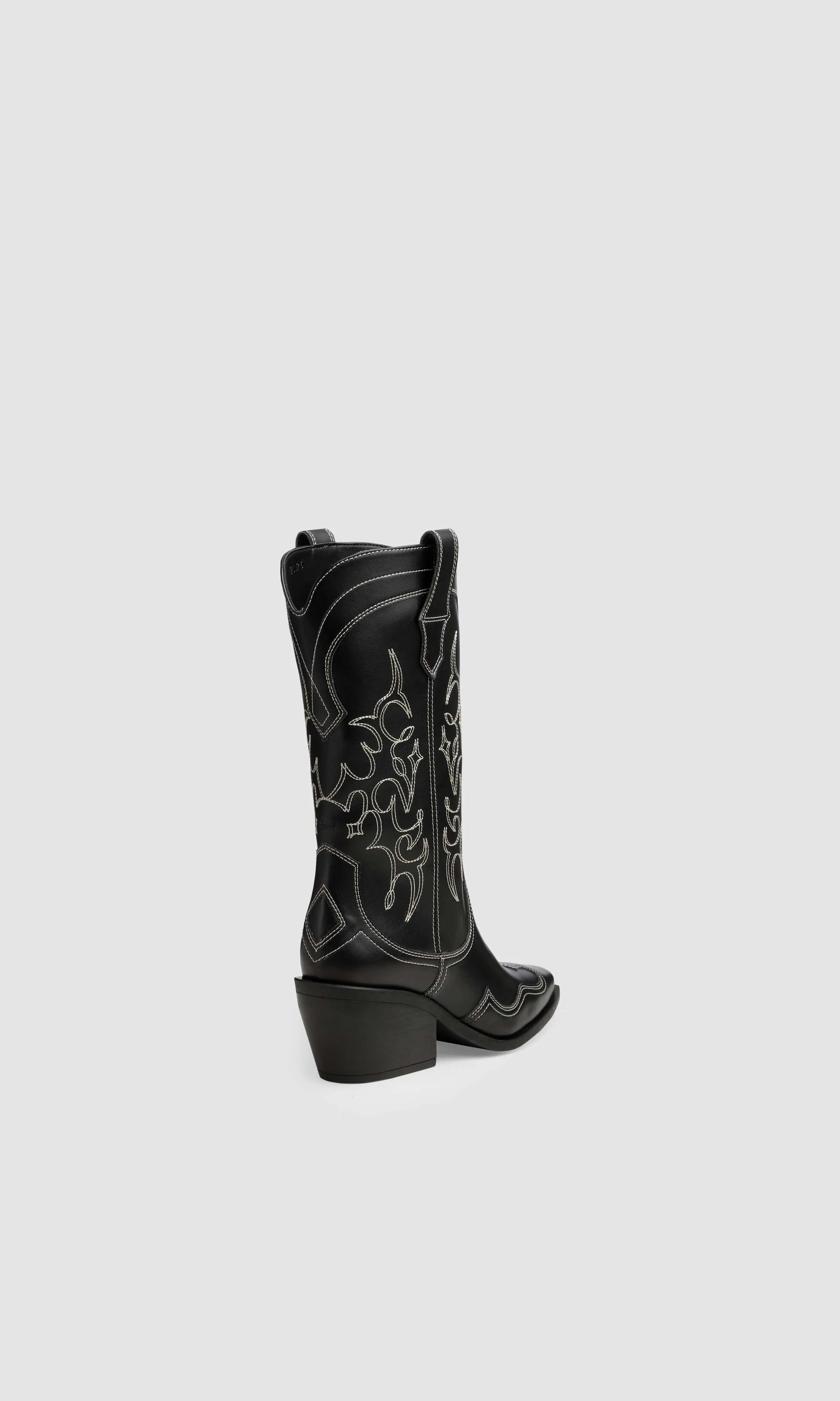 Bottes cowboy en cuir végan Regan II à motif pomme | Noir
