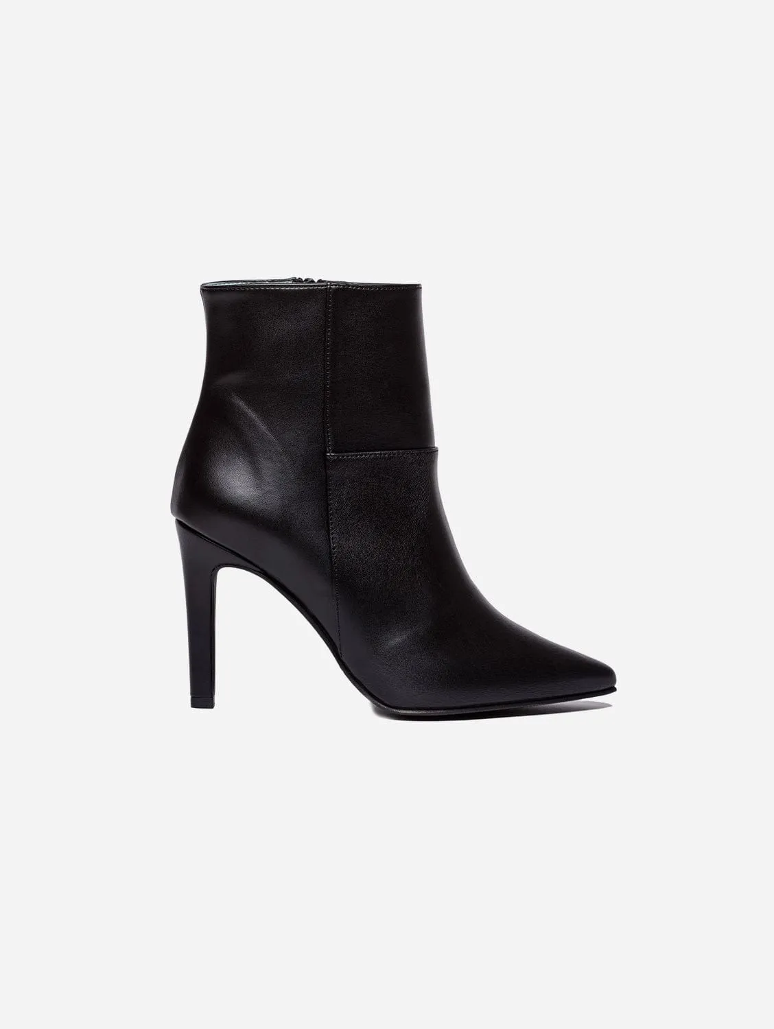 Bottes à talons cheville en similicuir vegan pomme Rose | Noir