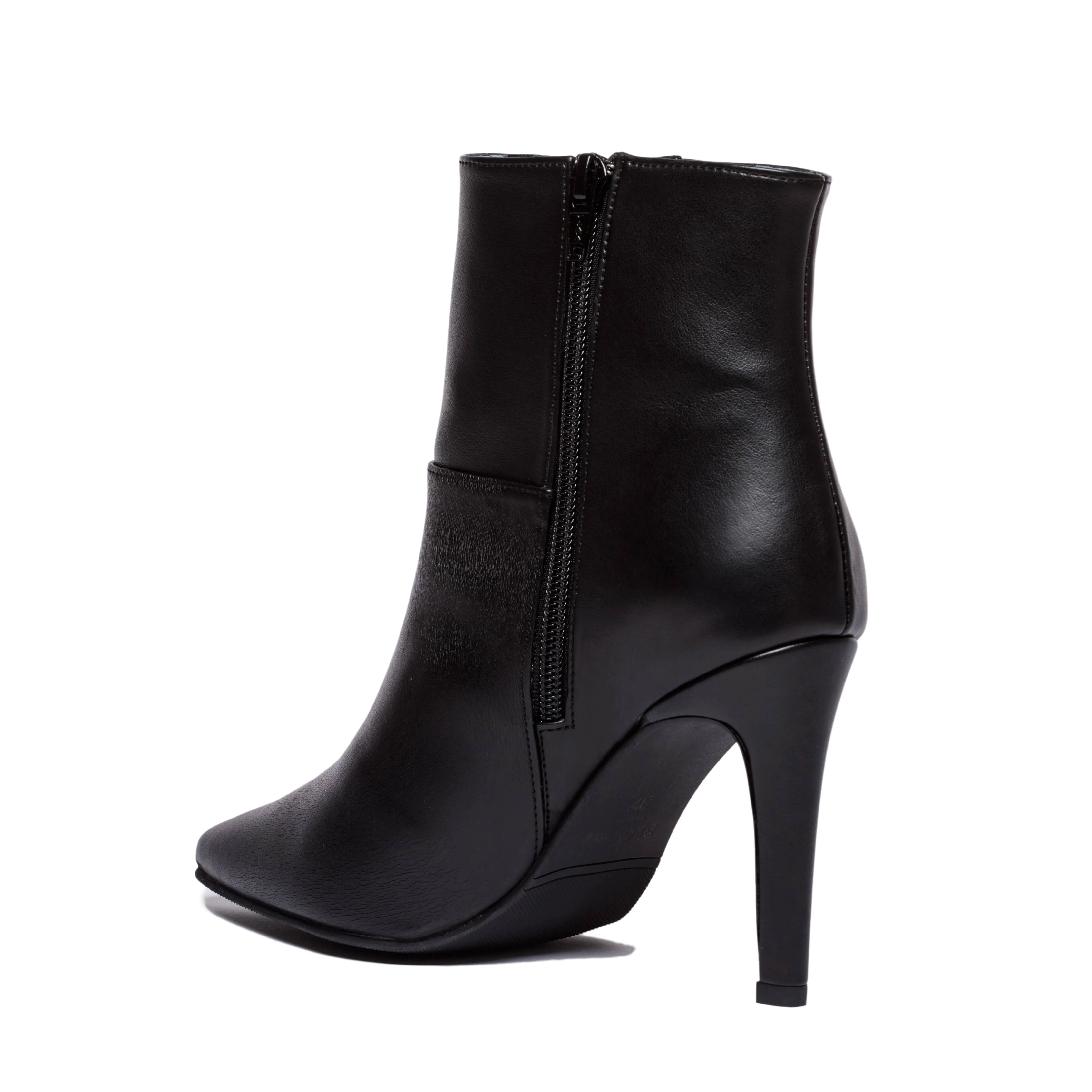 Bottes à talons cheville en similicuir vegan pomme Rose | Noir