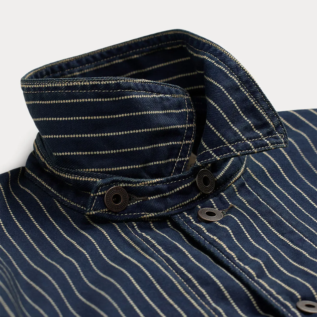 Veste d'ingénieur en sergé à pois indigo RRL By Ralph Lauren - Lavage indigo