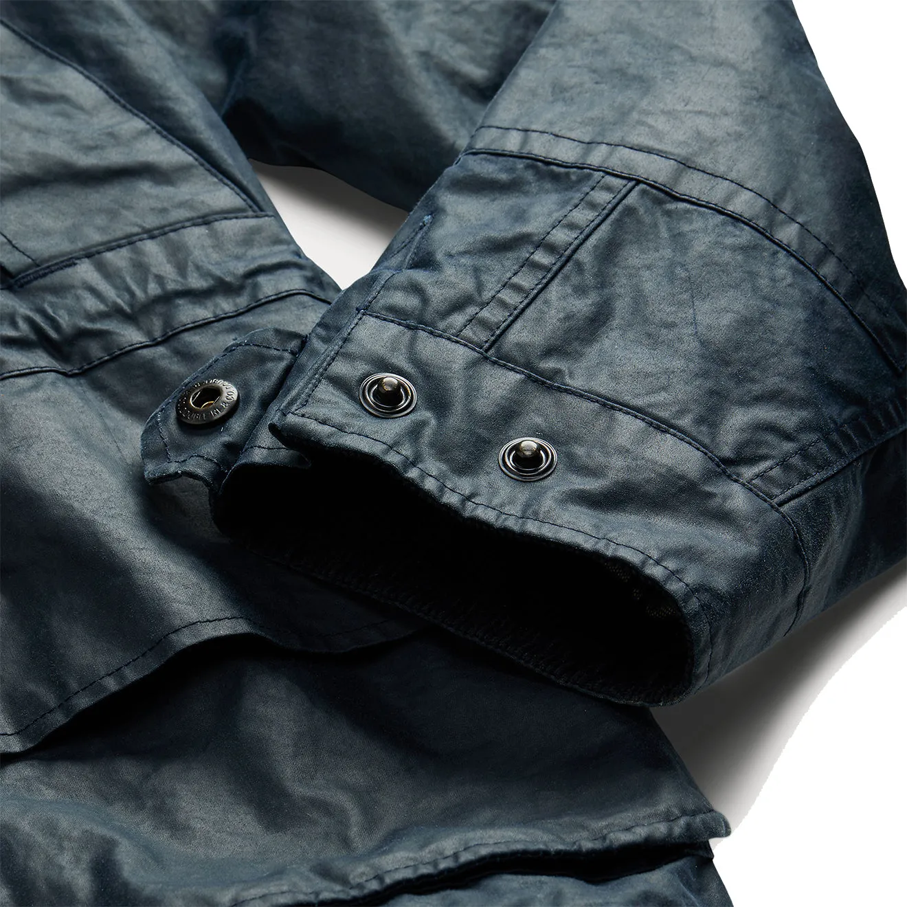 Veste à capuche en toile cirée RRL par Ralph Lauren vintage bleu marine