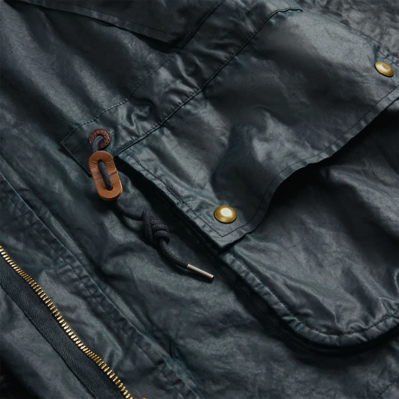 Veste à capuche en toile cirée RRL par Ralph Lauren vintage bleu marine