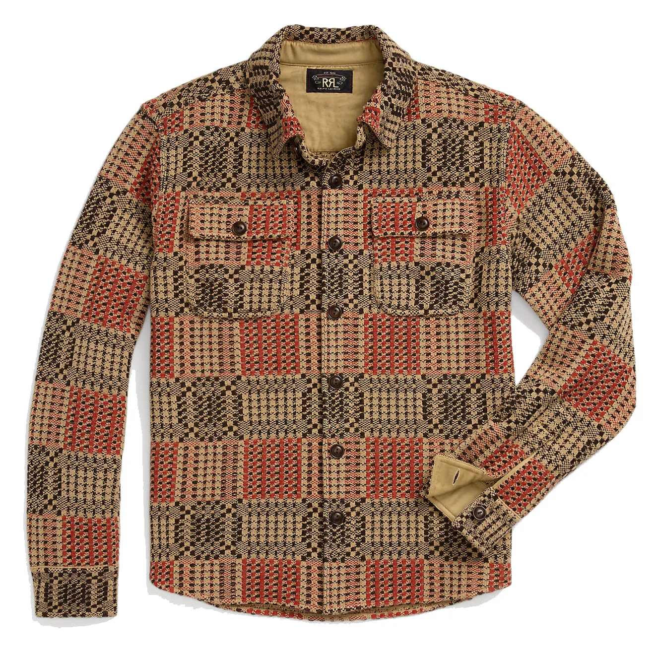 RRL par Ralph Lauren Pull en Jacquard de Laine Rouge/Noir/Beige