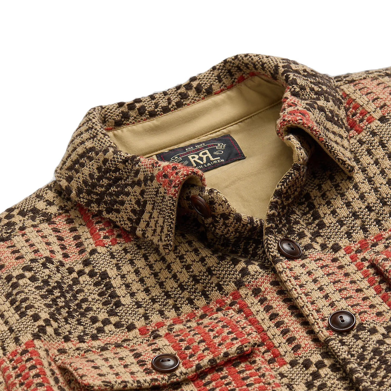 RRL par Ralph Lauren Pull en Jacquard de Laine Rouge/Noir/Beige