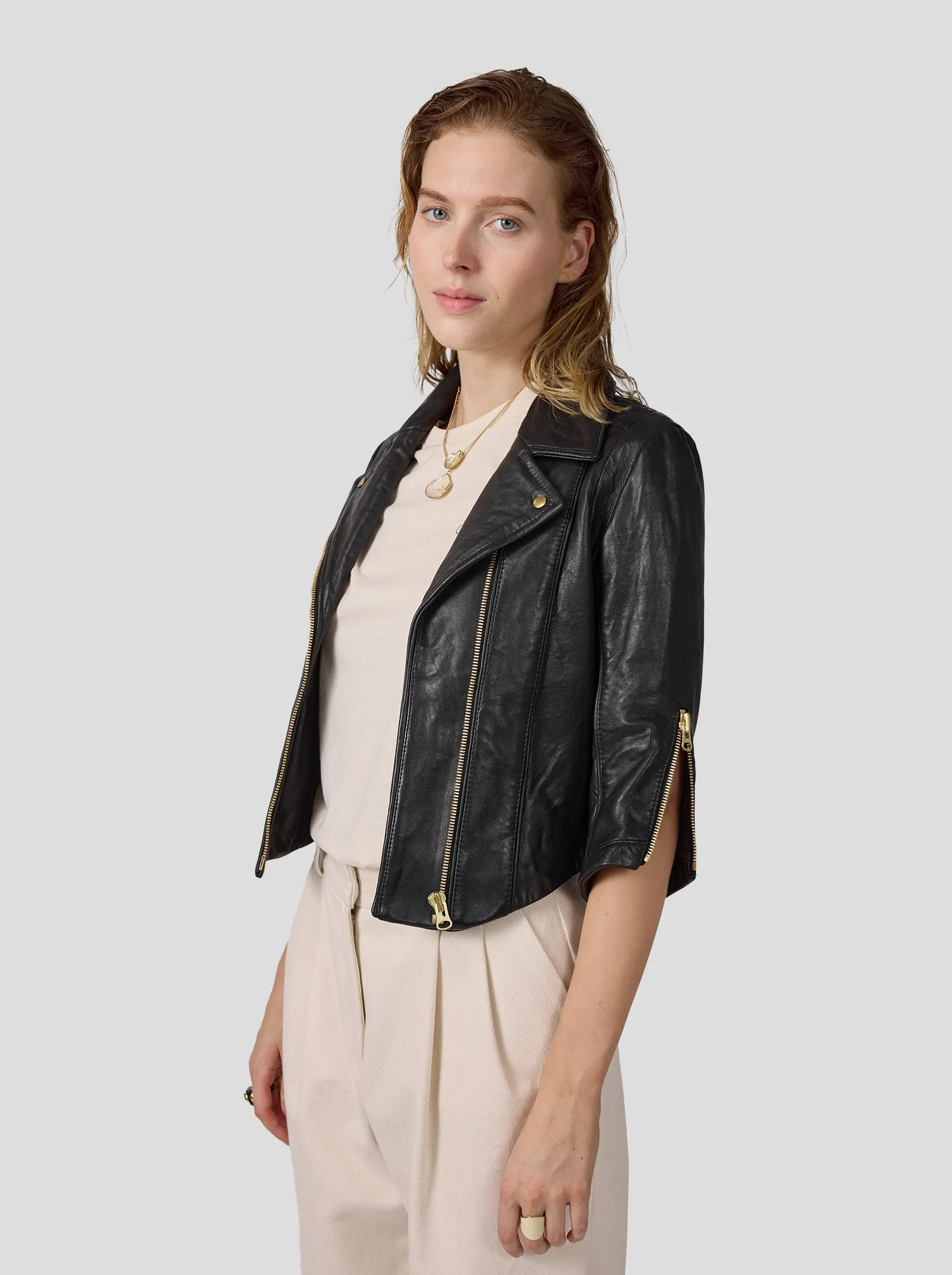 Russel perfecto en cuir noir