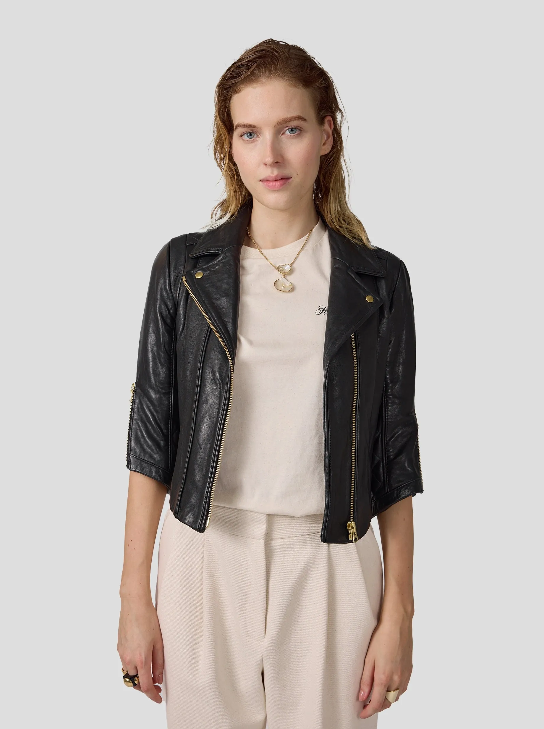 Russel perfecto en cuir noir