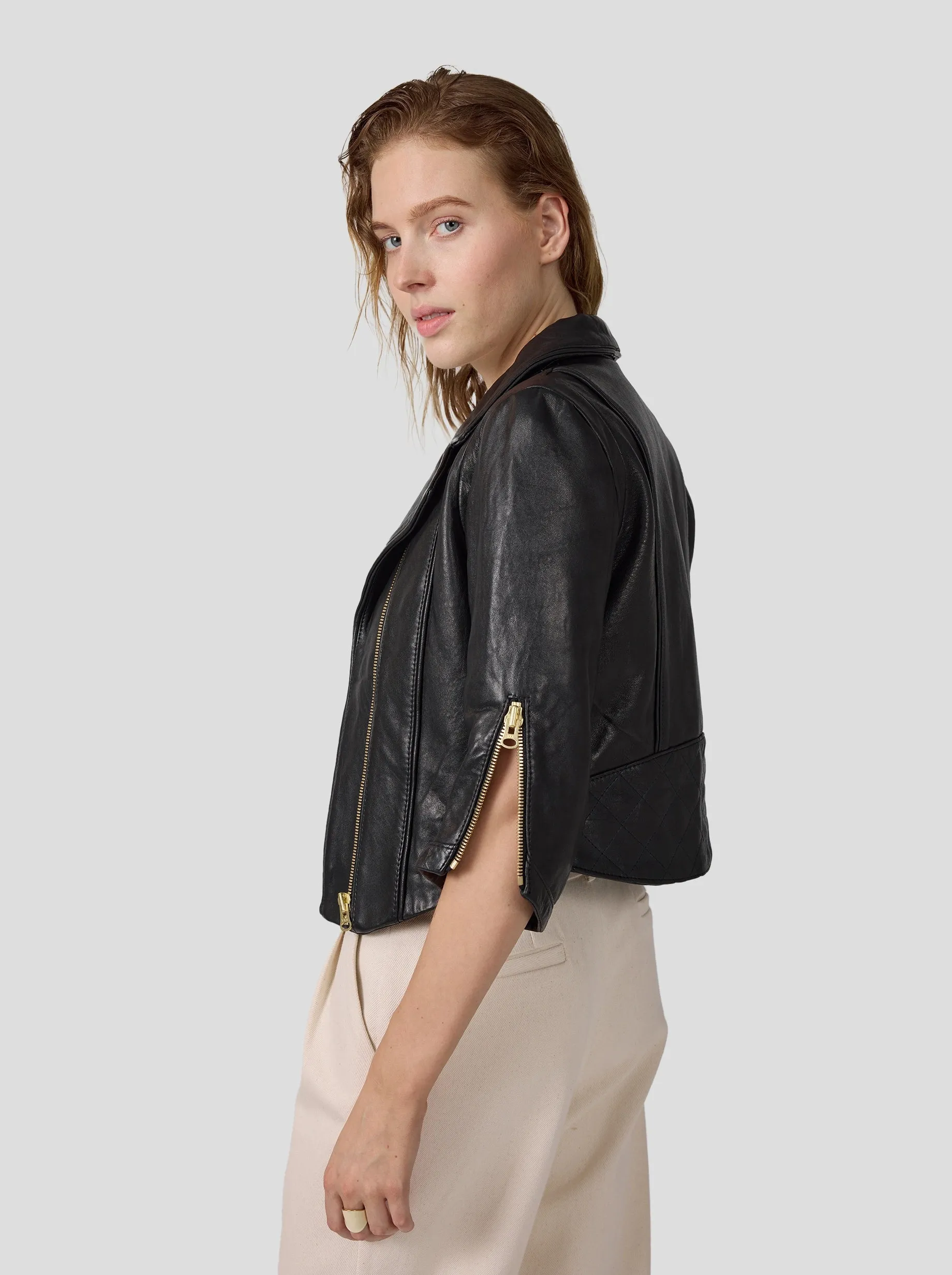 Russel perfecto en cuir noir