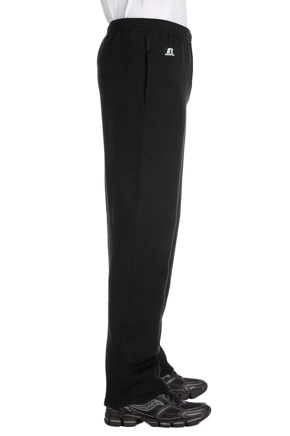 Pantalon de survêtement Russell Athletic pour homme avec évacuation de l'humidité Dri Power, bas ouvert et poches - Noir