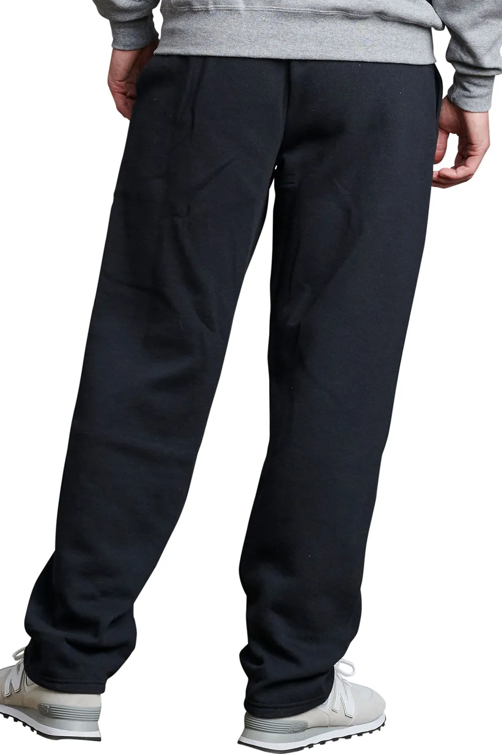 Pantalon de survêtement Russell Athletic pour homme avec évacuation de l'humidité Dri Power, bas ouvert et poches - Noir