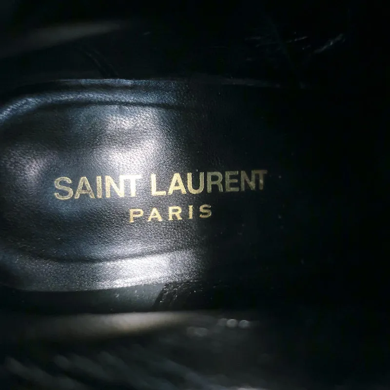Bottes bébé Saint Laurent à boucle en cuir noir et daim taille 37