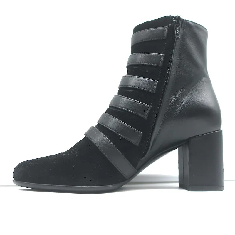 Bottes bébé Saint Laurent à boucle en cuir noir et daim taille 37
