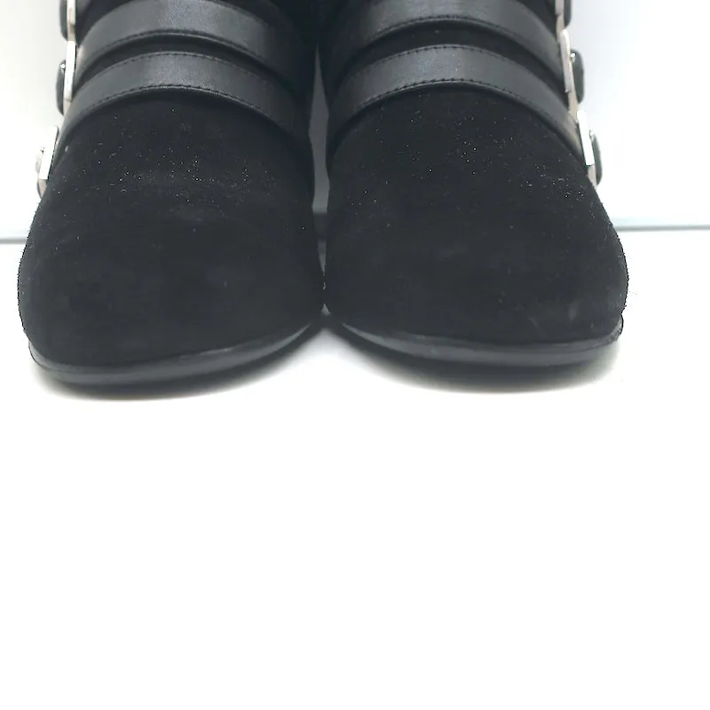 Bottes bébé Saint Laurent à boucle en cuir noir et daim taille 37