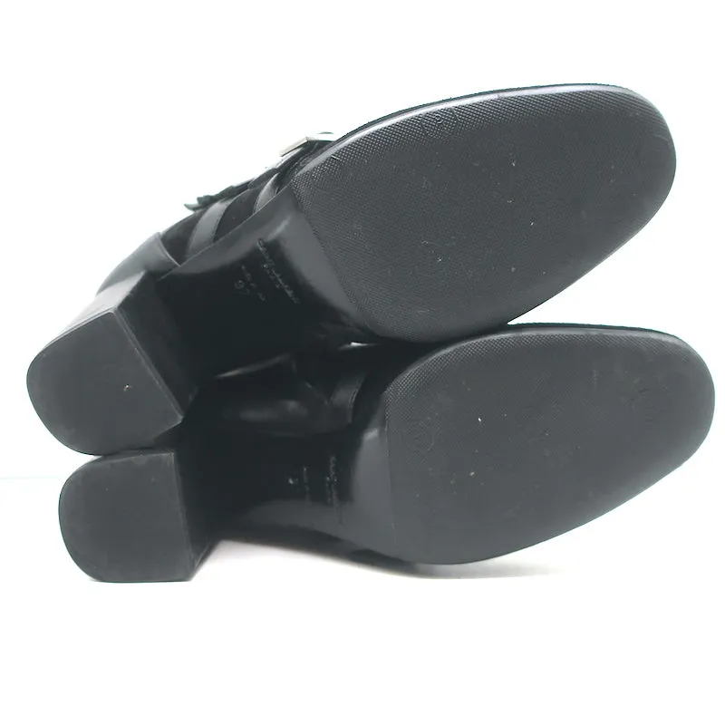 Bottes bébé Saint Laurent à boucle en cuir noir et daim taille 37