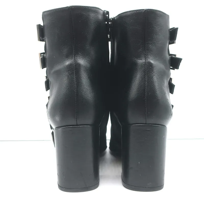 Bottes bébé Saint Laurent à boucle en cuir noir et daim taille 37