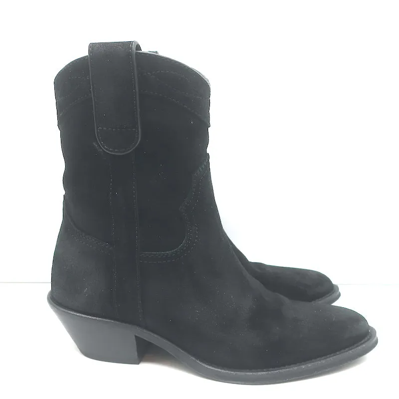 Bottes western courtes Saint Laurent Eastwood en daim noir taille 36.5