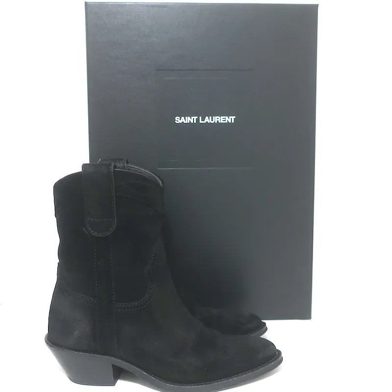 Bottes western courtes Saint Laurent Eastwood en daim noir taille 36.5