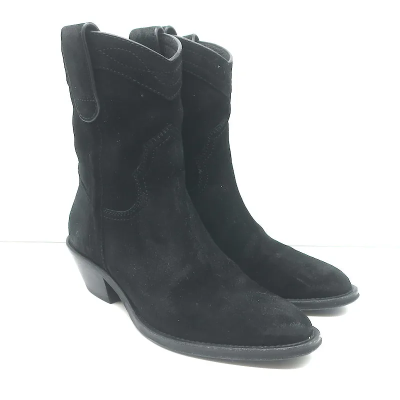 Bottes western courtes Saint Laurent Eastwood en daim noir taille 36.5