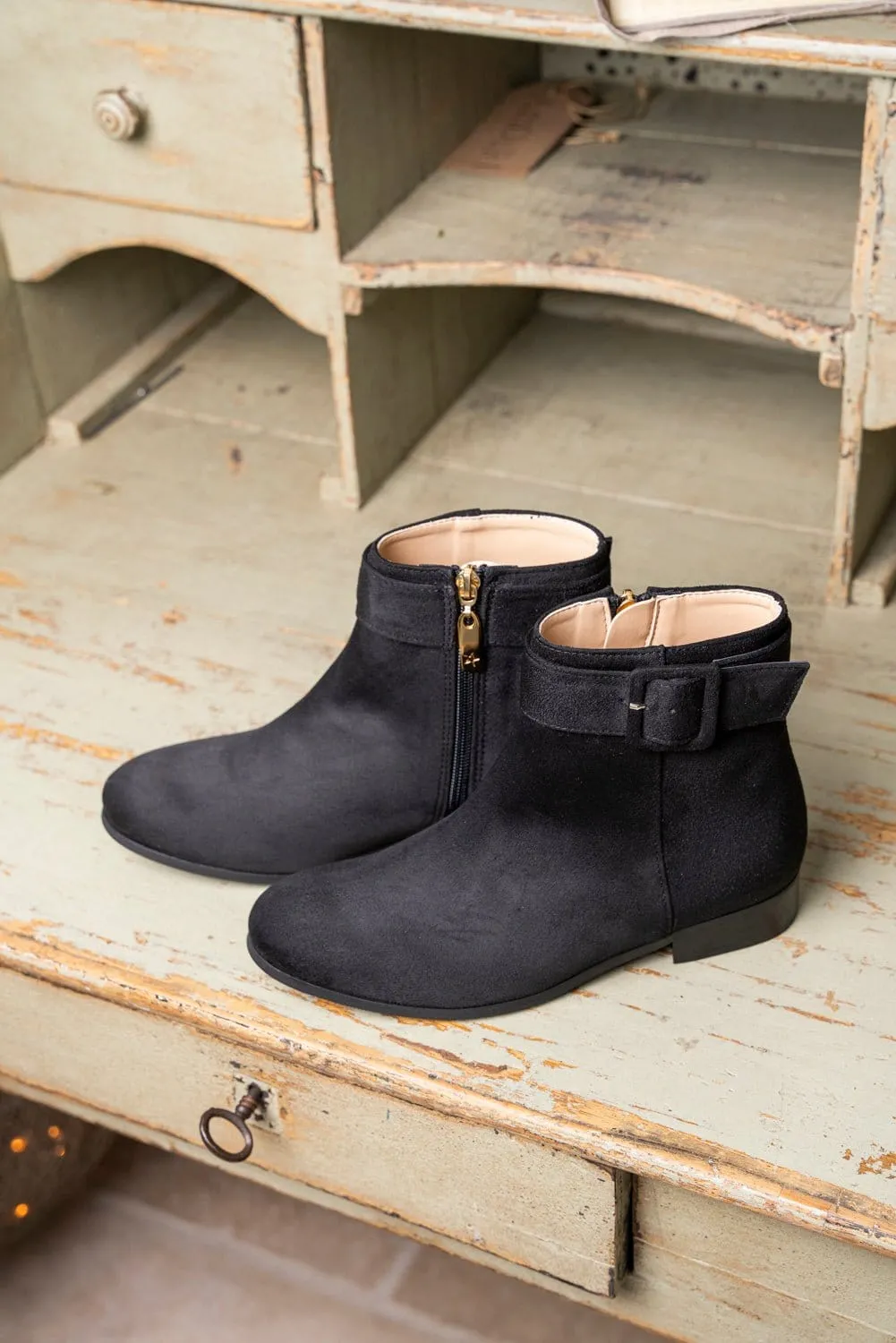 Bottes en simili daim recyclé Saturn | Noir
