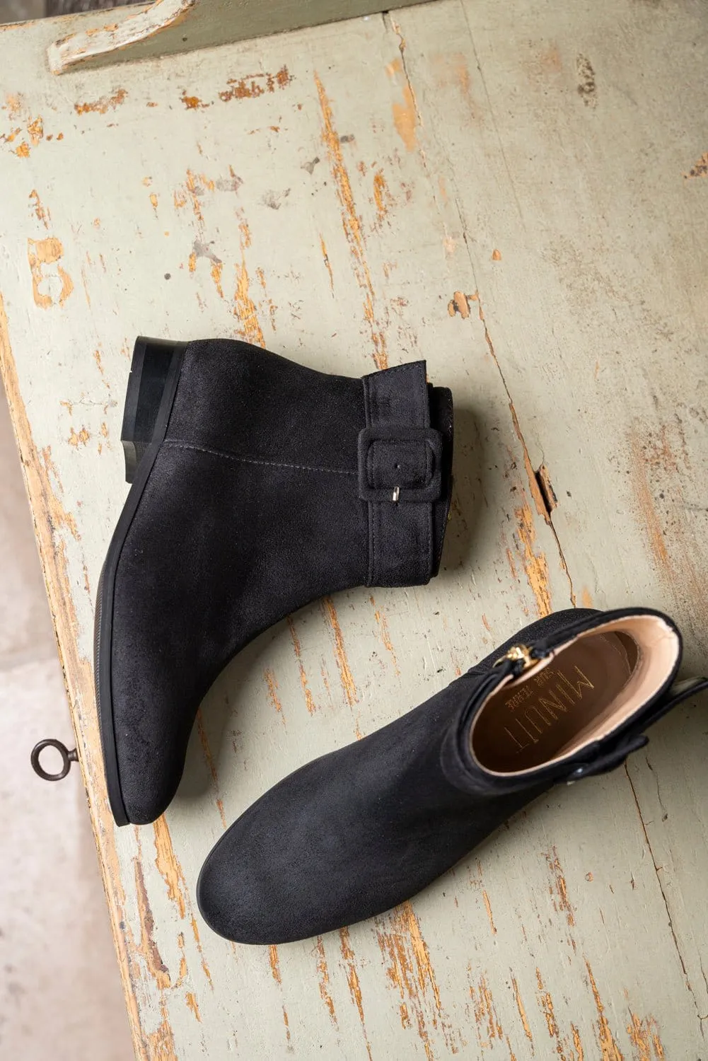 Bottes en simili daim recyclé Saturn | Noir