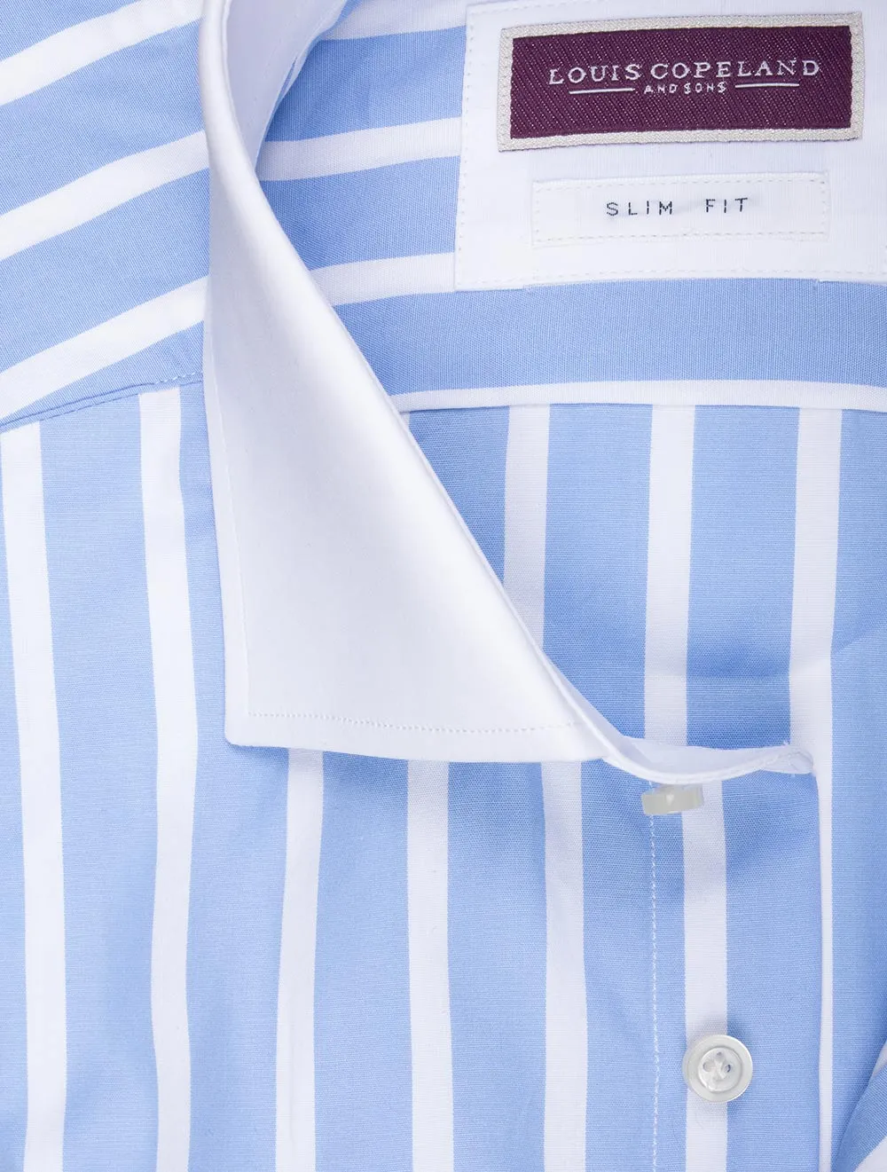 Chemise à rayures épaisses ajustée Bleue