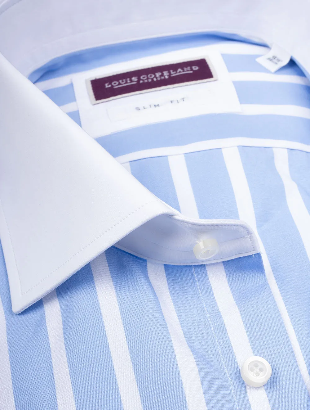 Chemise à rayures épaisses ajustée Bleue