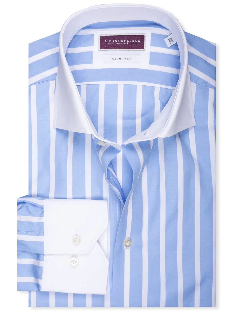 Chemise à rayures épaisses ajustée Bleue