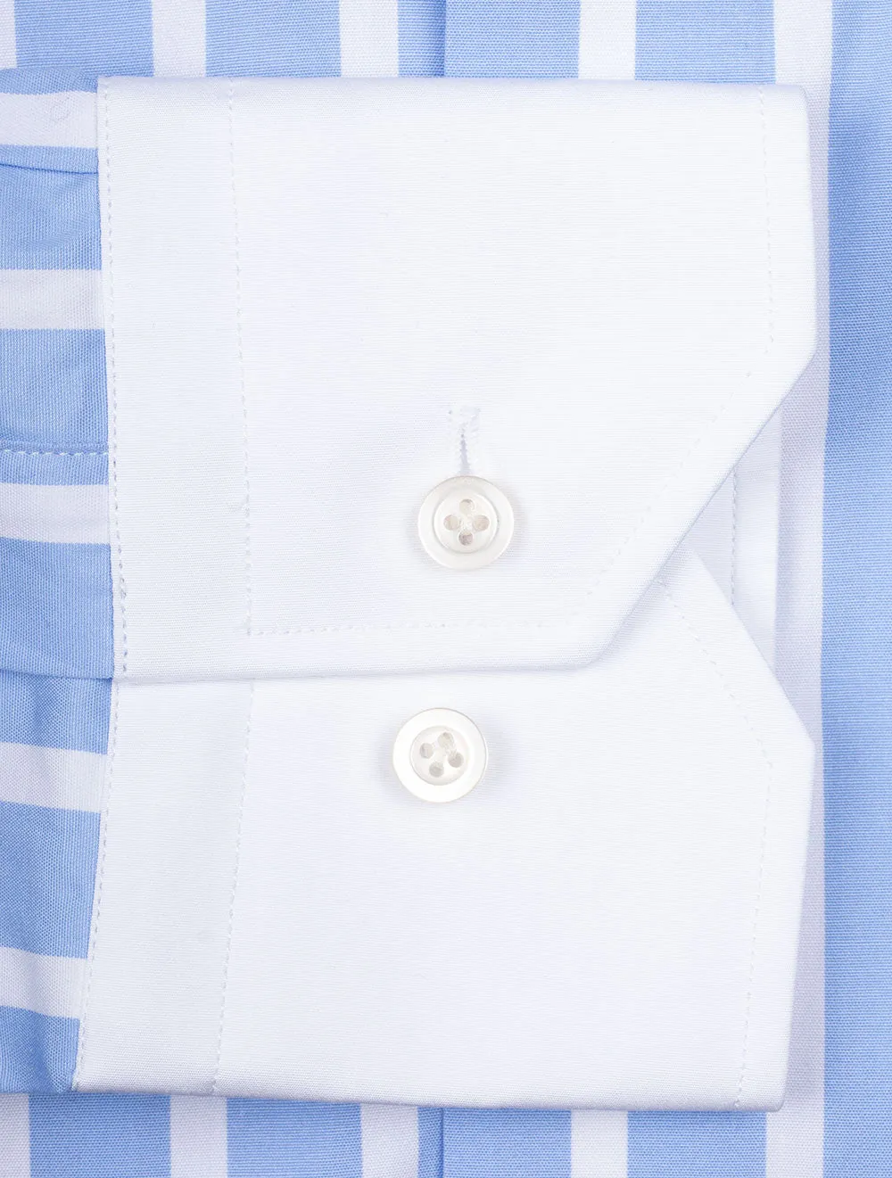 Chemise à rayures épaisses ajustée Bleue