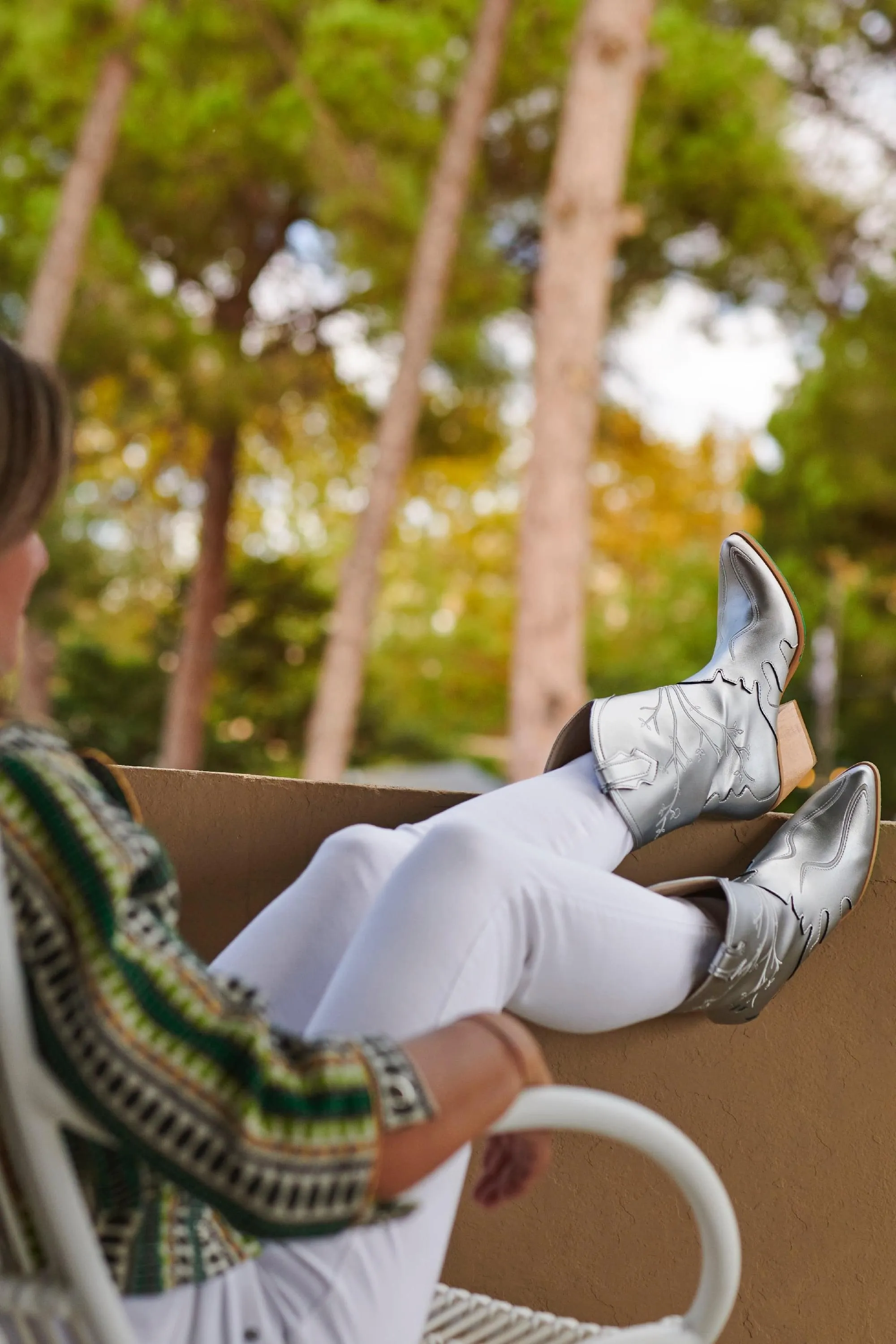 Bottes cowboy en similicuir végan Sofie Vegan Apple | Argenté