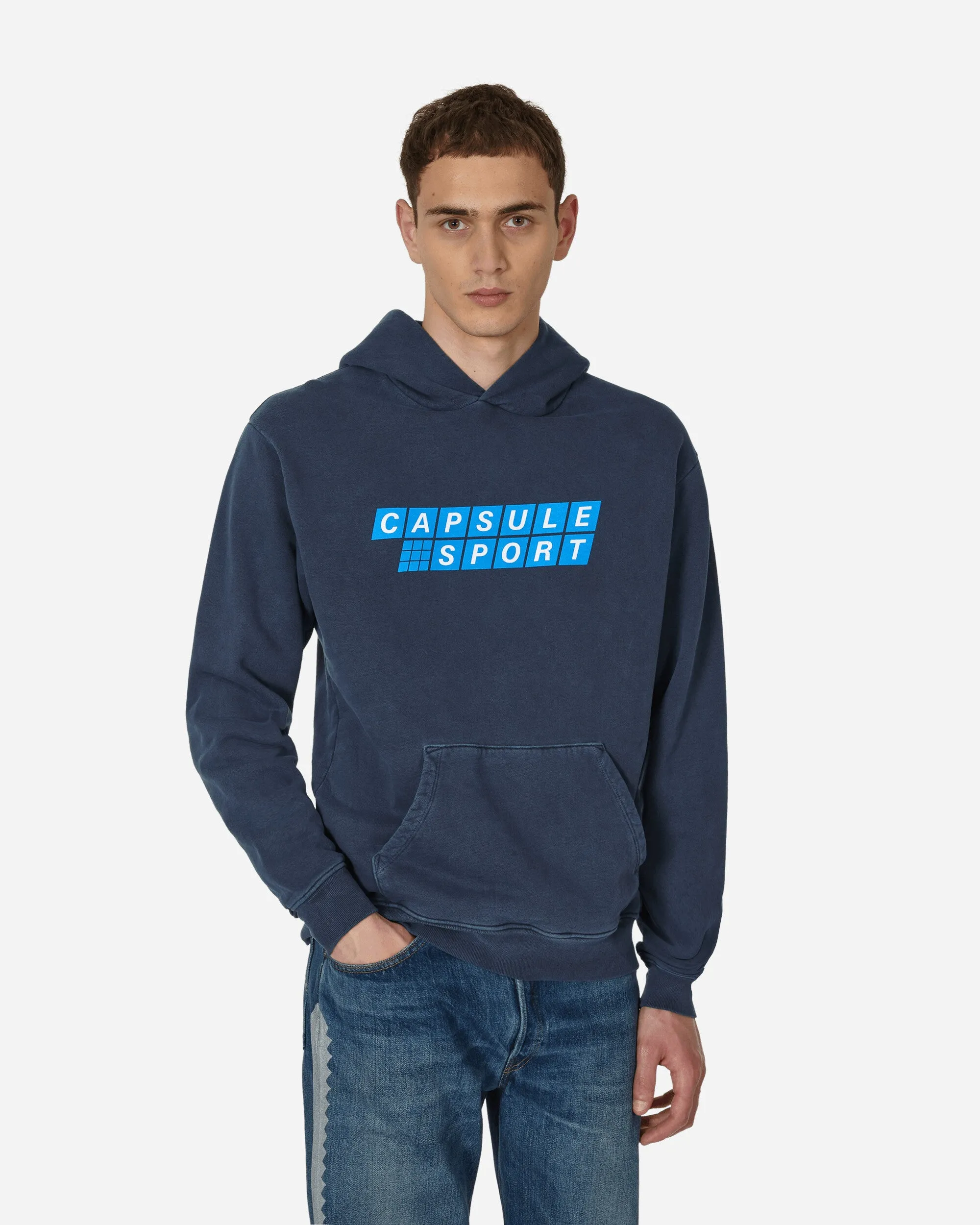 Sweat à capuche sport vintage bleu marine