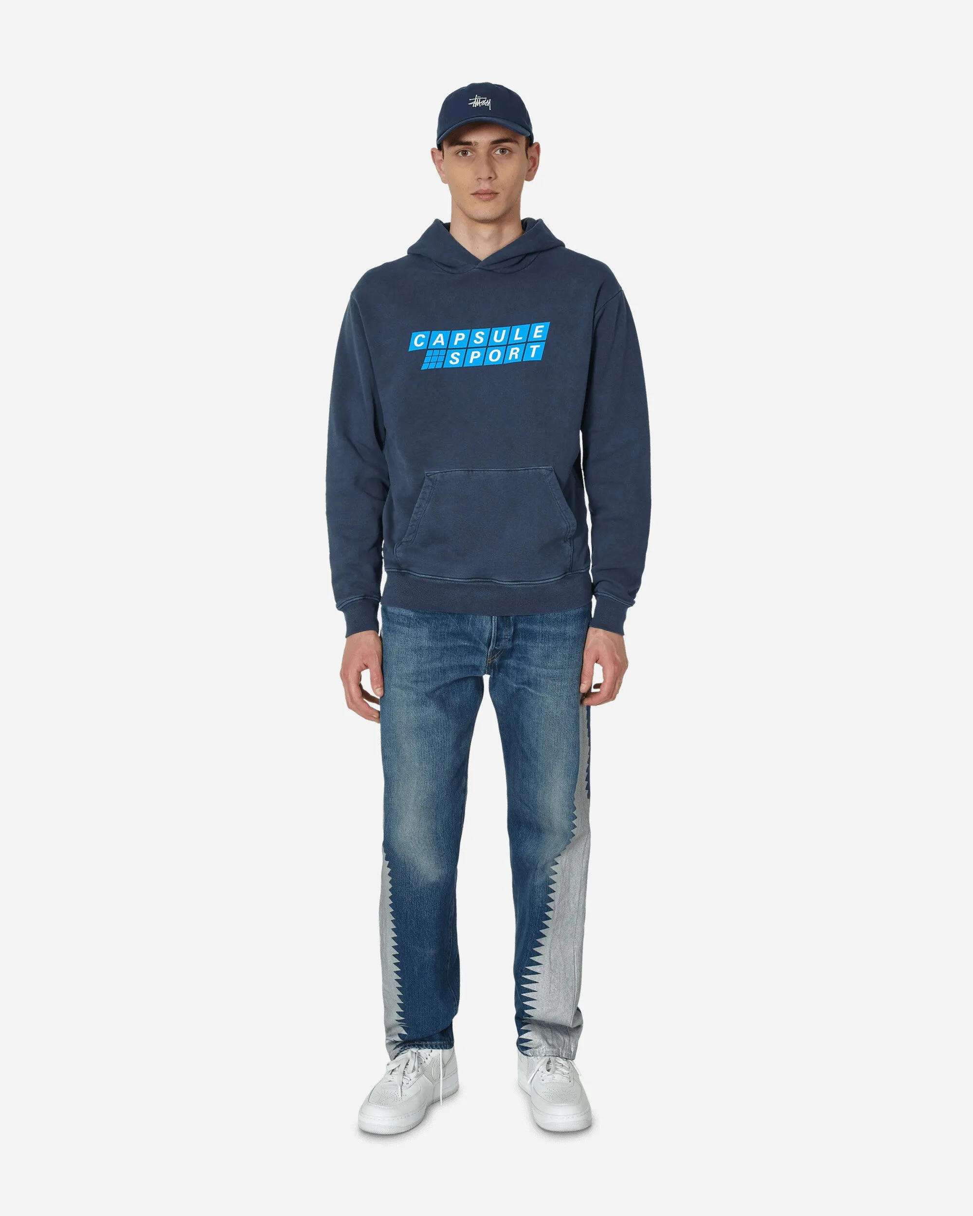 Sweat à capuche sport vintage bleu marine