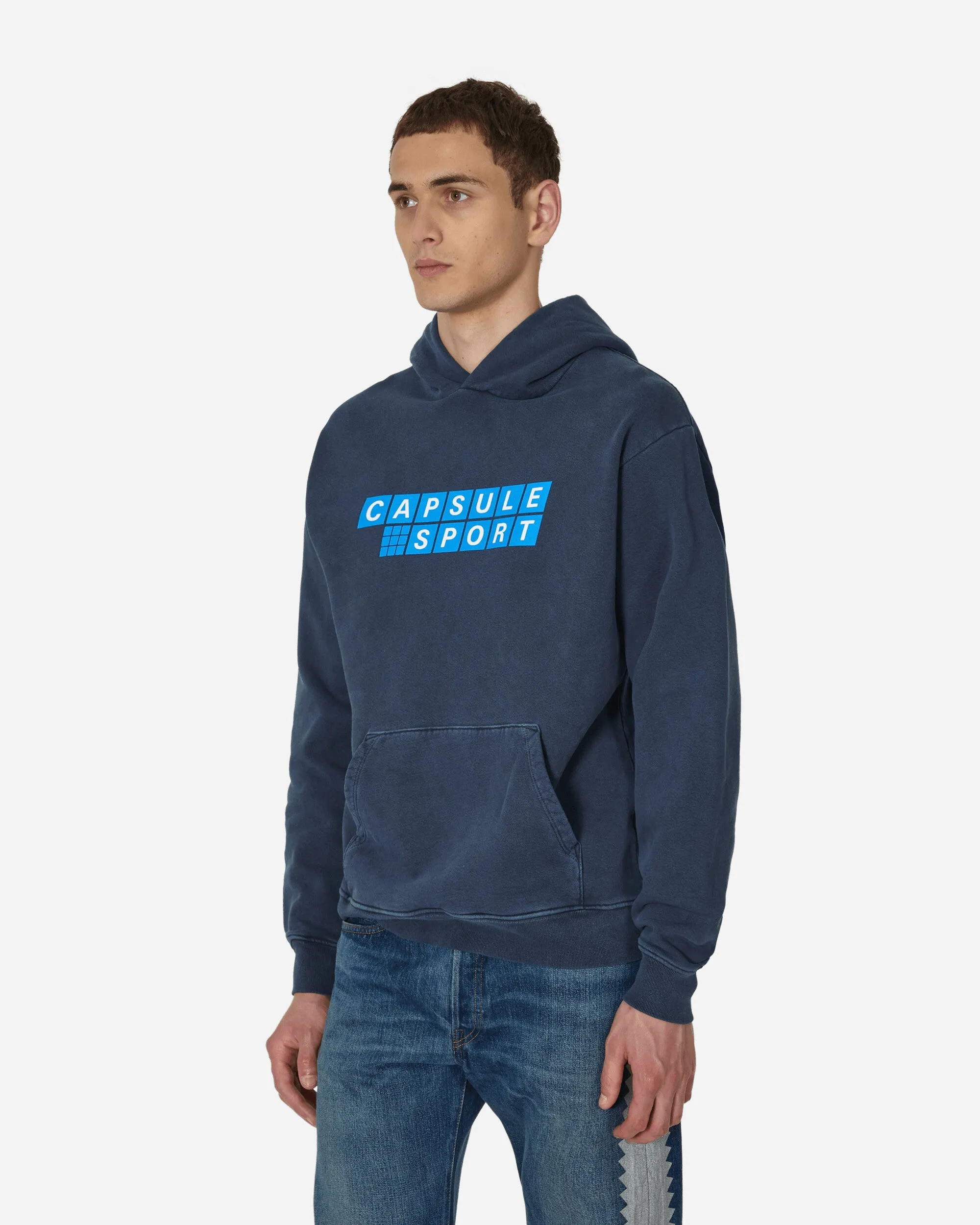 Sweat à capuche sport vintage bleu marine