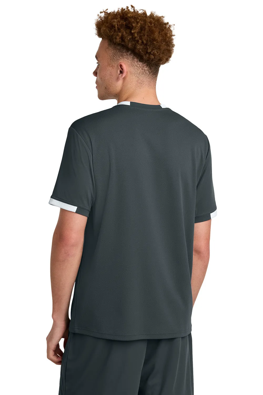 T-shirt à manches courtes et col rond Sport-Tek pour homme - Gris fer/Blanc, évacuant l'humidité, vêtements Sport-Tek