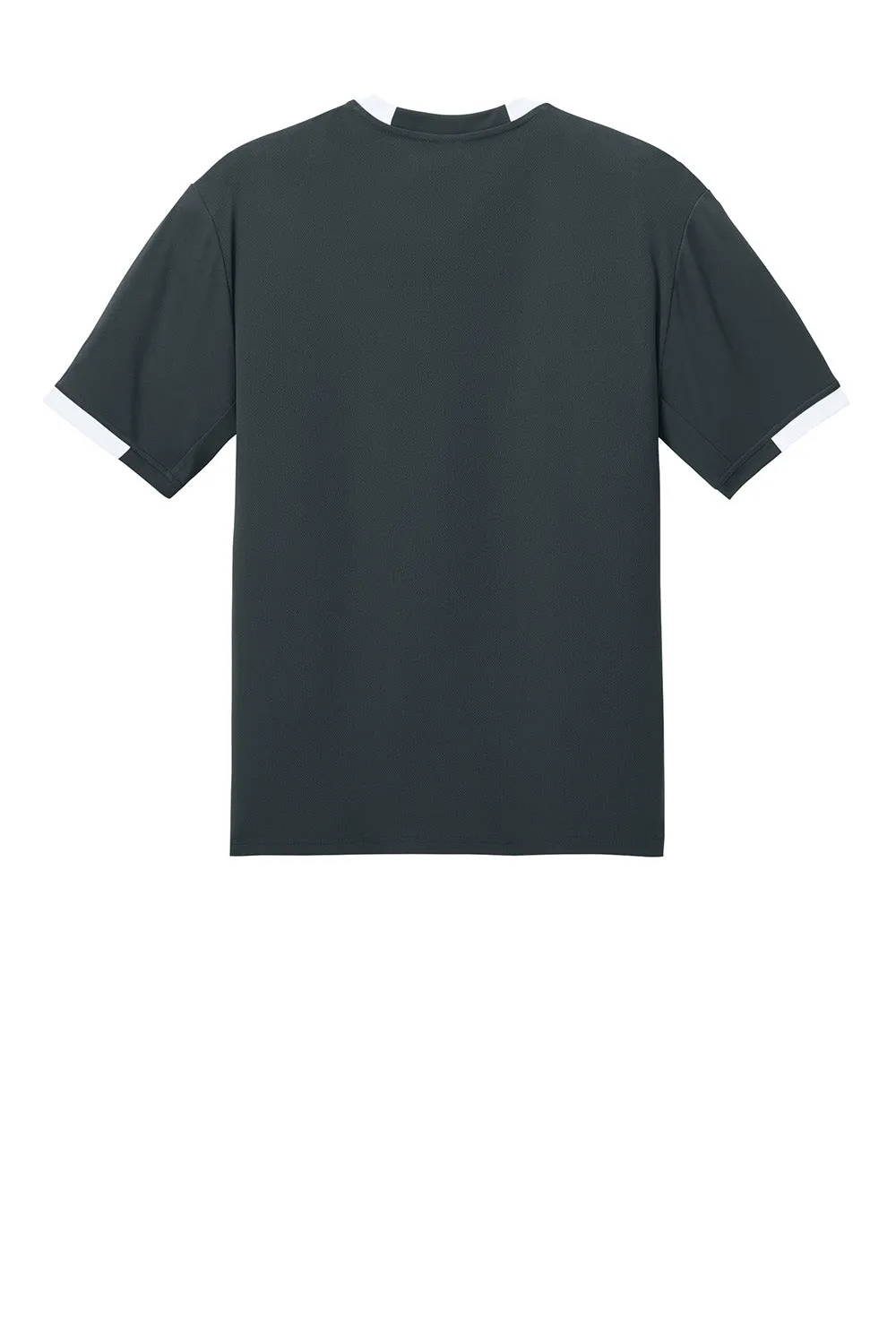 T-shirt à manches courtes et col rond Sport-Tek pour homme - Gris fer/Blanc, évacuant l'humidité, vêtements Sport-Tek