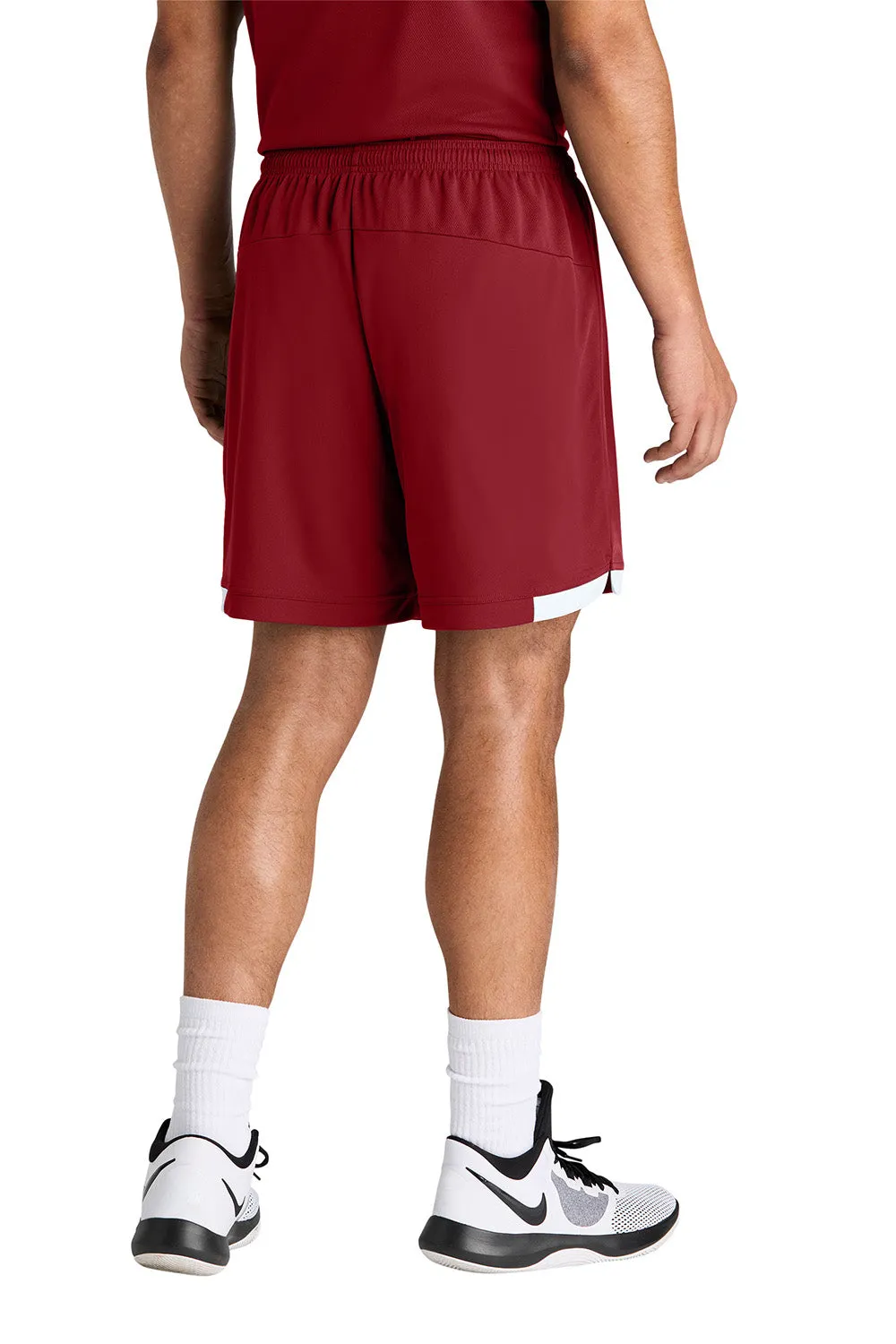 Sport-Tek Shorts Homme Club Évacuation de l'Humidité - Rouge Foncé/Blanc Vêtements Sport-Tek