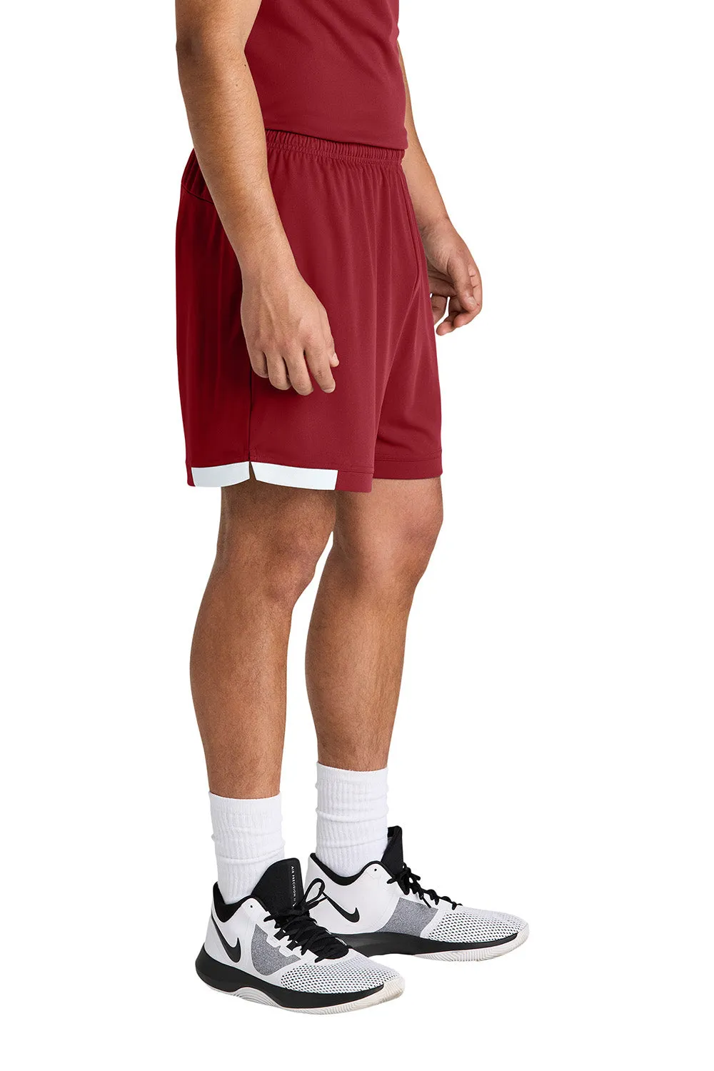 Sport-Tek Shorts Homme Club Évacuation de l'Humidité - Rouge Foncé/Blanc Vêtements Sport-Tek