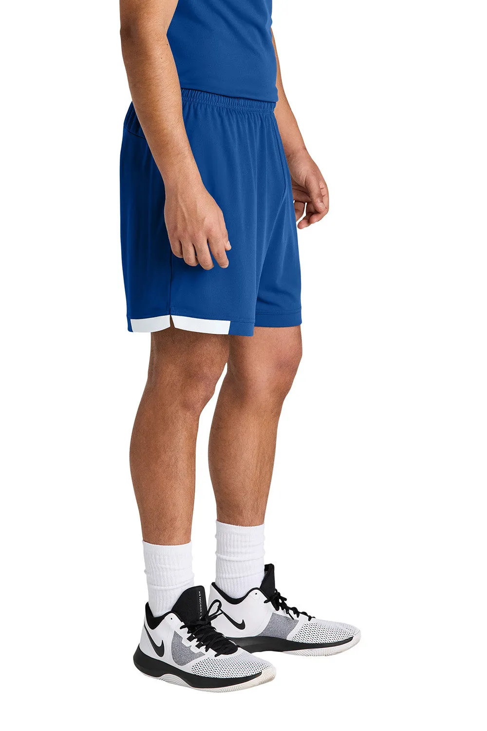 Sport-Tek Shorts Homme Club Évacuation de l'Humidité - Bleu Royal Véritable/Blanc Vêtements Sport-Tek