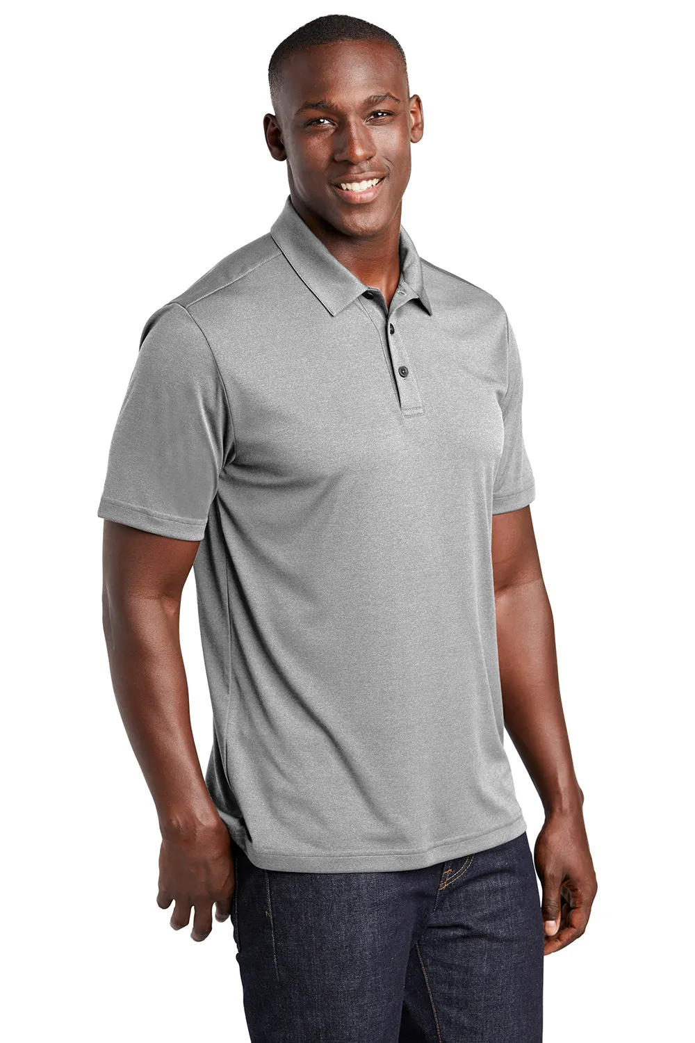 Polo à manches courtes pour homme Sport-Tek Endeavor absorbant l'humidité - Vêtement gris clair chiné Sport-Tek