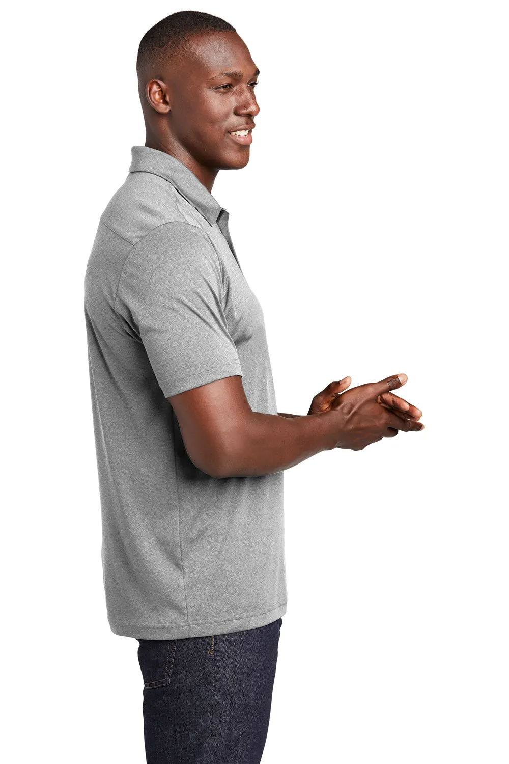 Polo à manches courtes pour homme Sport-Tek Endeavor absorbant l'humidité - Vêtement gris clair chiné Sport-Tek