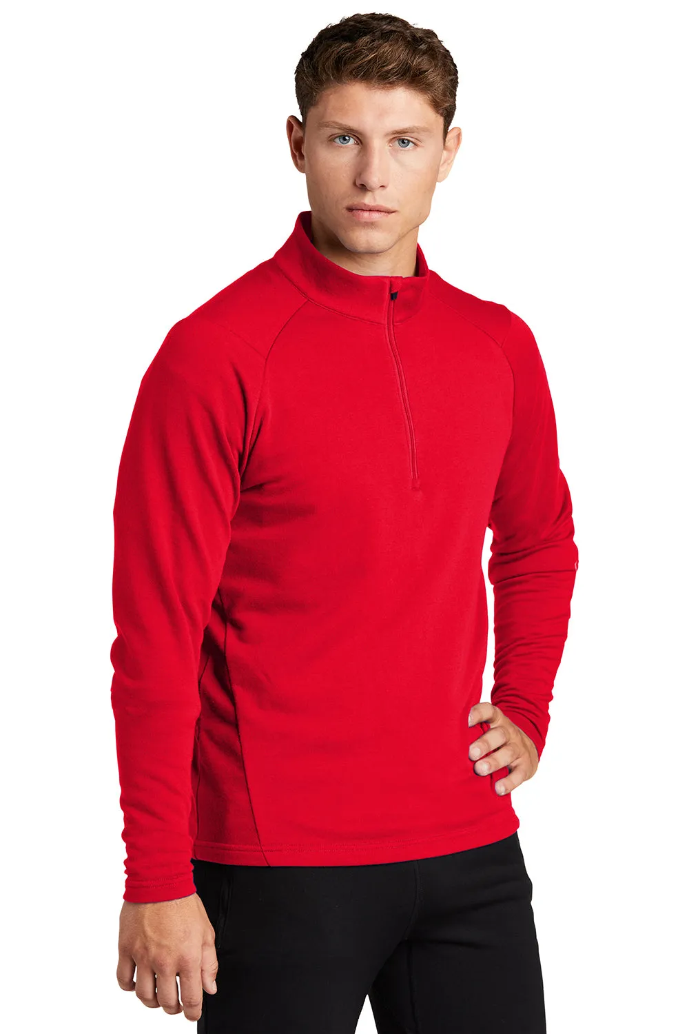 Sport-Tek Sweat-shirt à capuche 1/4 zip pour hommes en French Terry - Vêtements Rouge Véritable Sport-Tek