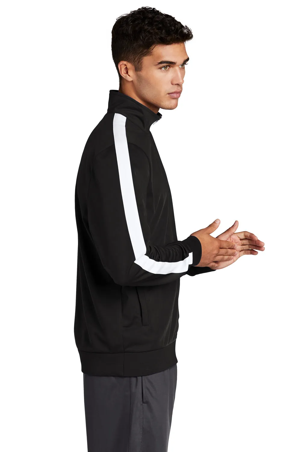 Veste de survêtement Sport-Tek pour homme à fermeture éclair complète - Noir/Blanc