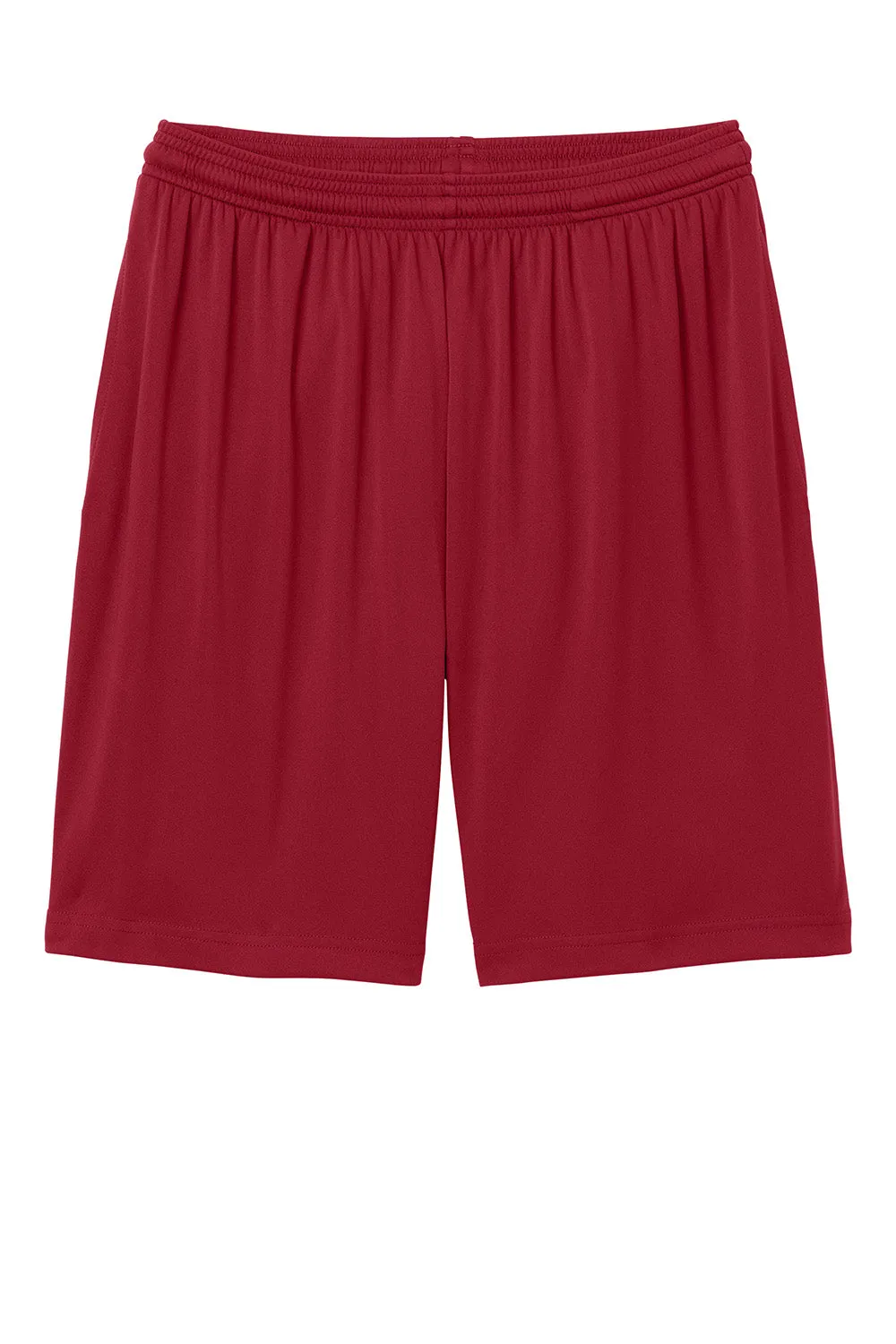 Sport-Tek Shorts de Sport Compétiteur pour Hommes à Évacuation de l'Humidité avec Poches - Rouge Foncé
