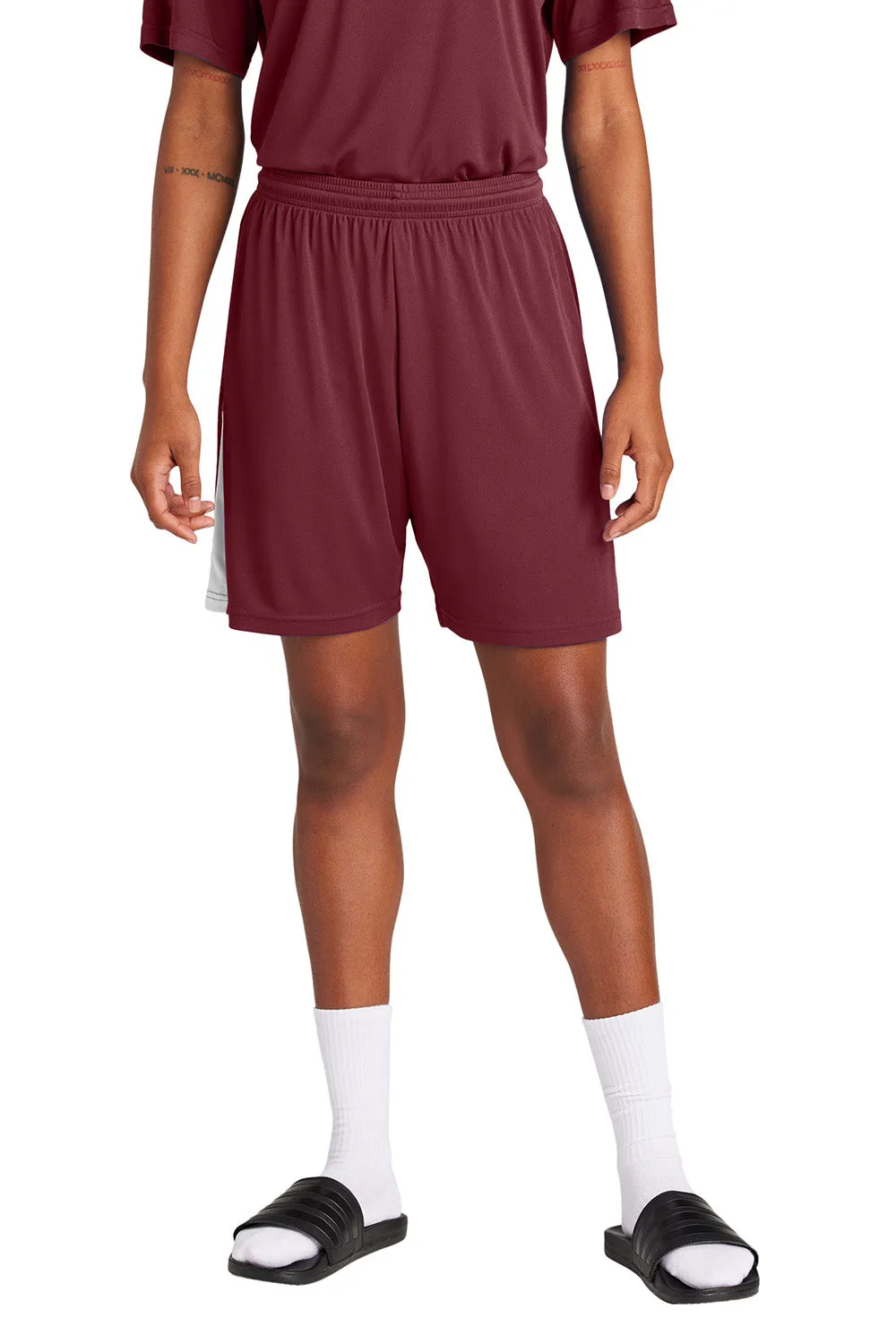 Sport-Tek Shorts de compétition pour hommes à évacuation d'humidité United Athletic - Marron/Blanc
