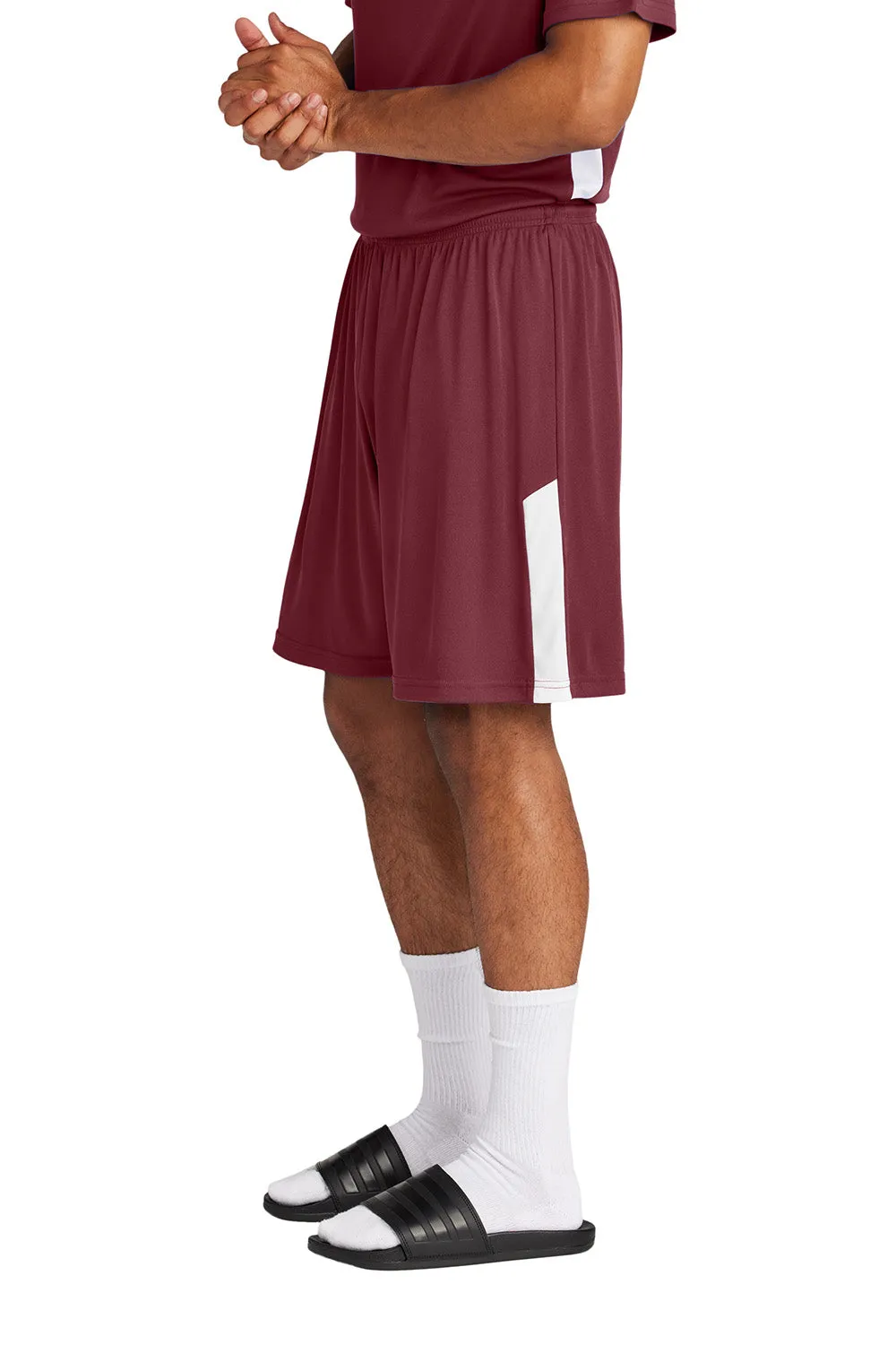 Sport-Tek Shorts de compétition pour hommes à évacuation d'humidité United Athletic - Marron/Blanc